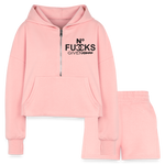 SnkrVet 'No F*&#s' Women’s Cropped Hoodie & Jogger Short Set - light pink