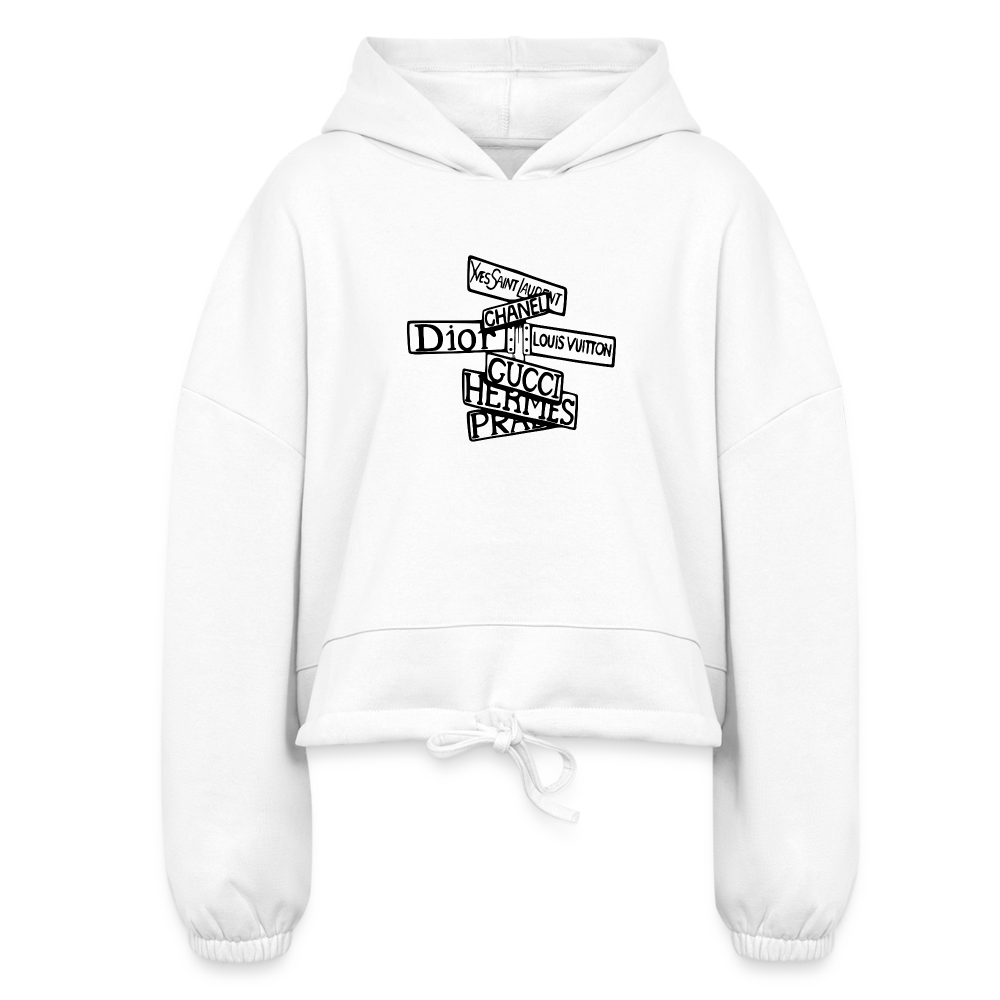 SnkrVet "Signs" Women’s Cropped Hoodie - white