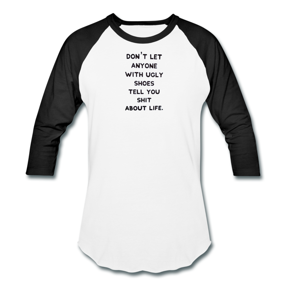 SnkrVet 'Don't Let' Unisex Baseball T-Shirt - white/black